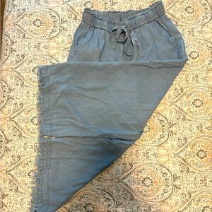 Zac & Rachel light blue flow elastic tie wide leg bottom frayed pant